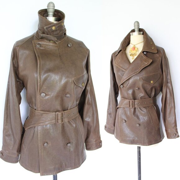 RALPH LAUREN Purple label collection leather military moto Spy Jacket POLO RRL - Picture 1 of 9